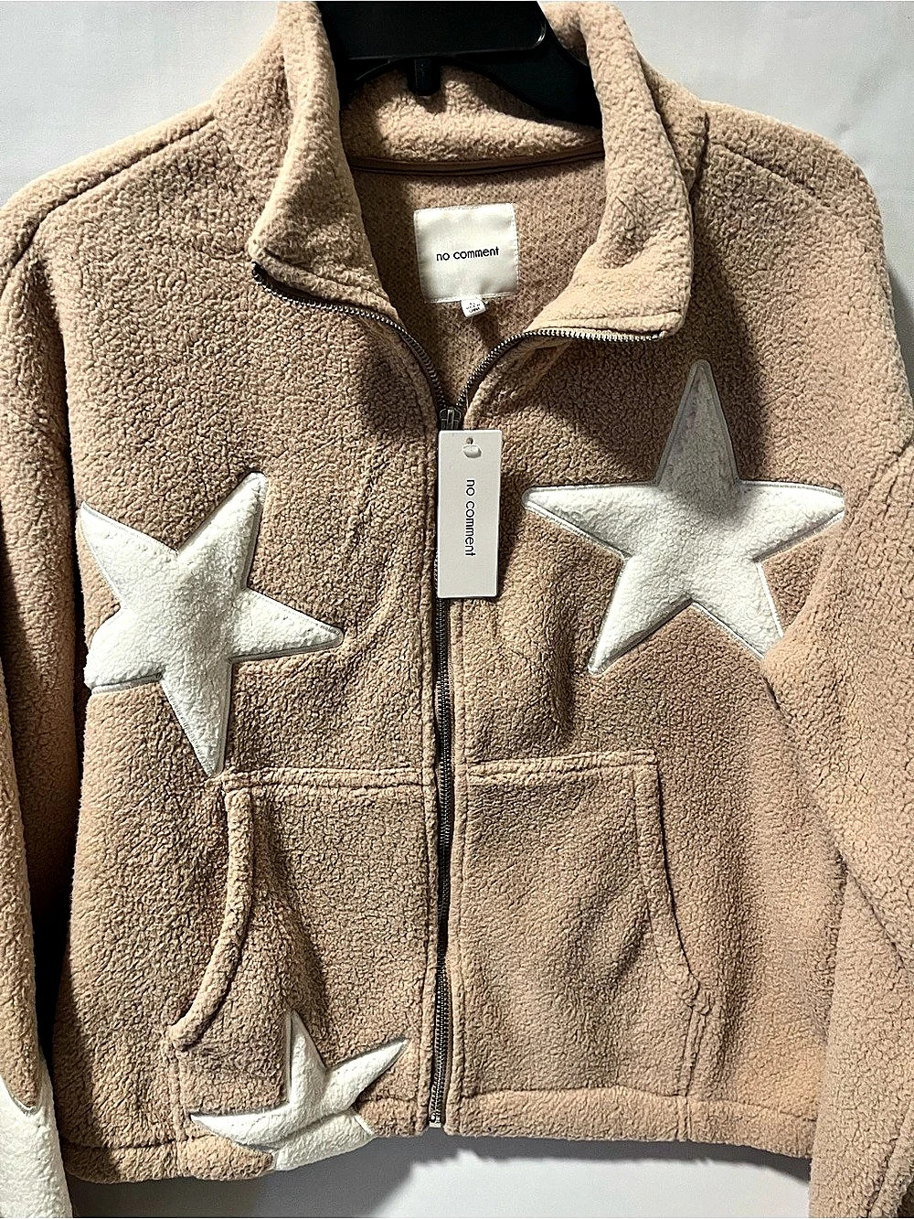no comment Star Appliqué Teddy Jacket Size Medium